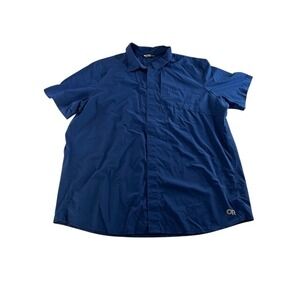 Outdoor Research Men Blue Short Sleeve Button Up Shirt Travel Outdoor XXL vented